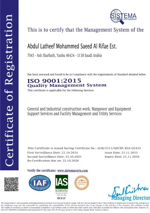 ISO 9001:2015 Quality Management System certificate
